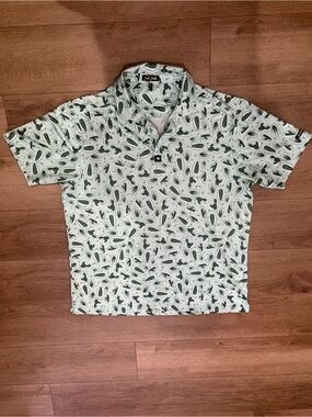 Bad Birdie Green & White Cactus Golf Polo
